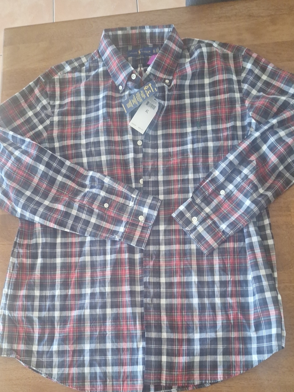 Polo by Ralph Lauren Classic Men’s Navy Red & White Plaid Button-Down Shirt SzXL